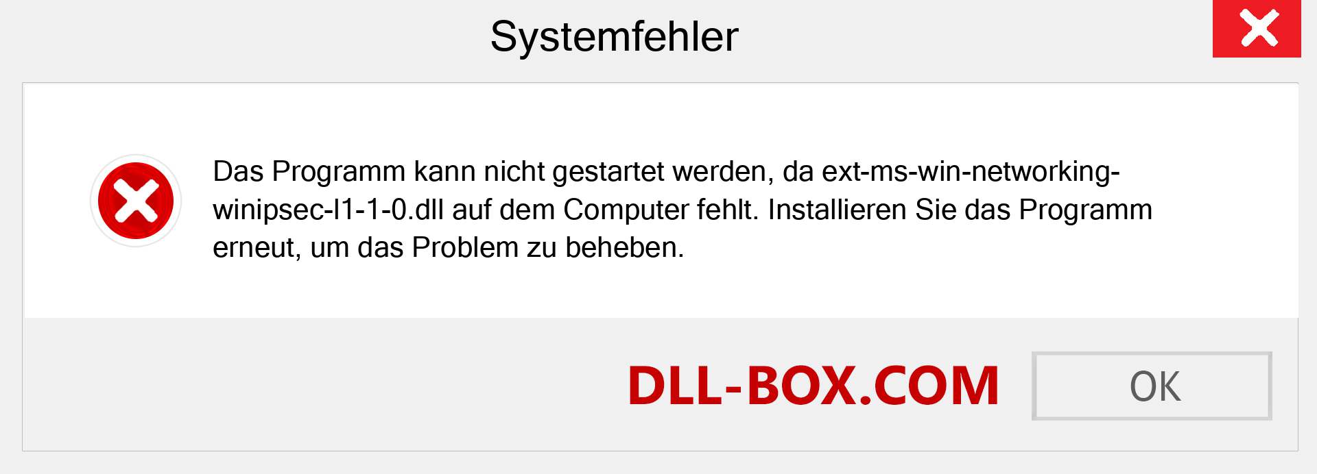 ext-ms-win-networking-winipsec-l1-1-0.dll-Datei fehlt?. Download für Windows 7, 8, 10 - Fix ext-ms-win-networking-winipsec-l1-1-0 dll Missing Error unter Windows, Fotos, Bildern